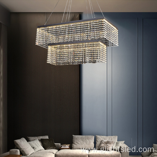 Crystal square modern chandeliers pendant lights